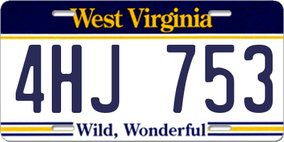 WV license plate 4HJ753