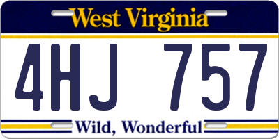 WV license plate 4HJ757