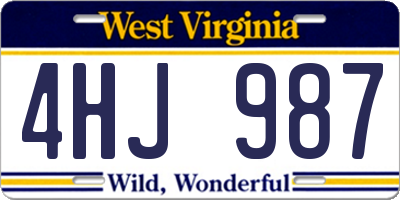 WV license plate 4HJ987