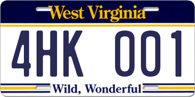 WV license plate 4HK001