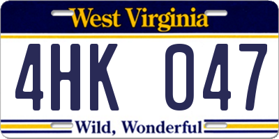 WV license plate 4HK047