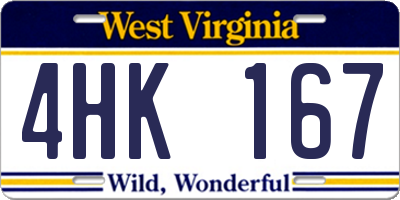 WV license plate 4HK167