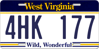 WV license plate 4HK177