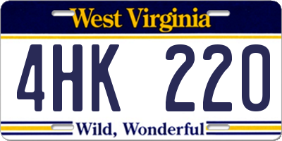 WV license plate 4HK220