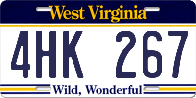 WV license plate 4HK267