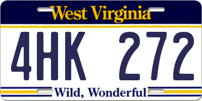 WV license plate 4HK272