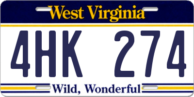WV license plate 4HK274