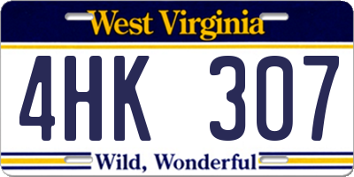 WV license plate 4HK307