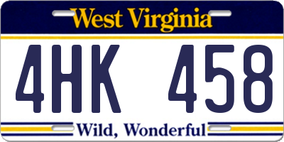 WV license plate 4HK458