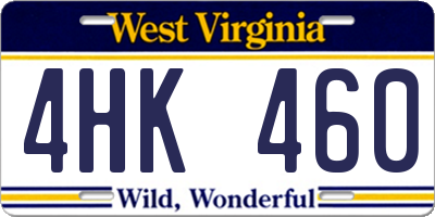 WV license plate 4HK460