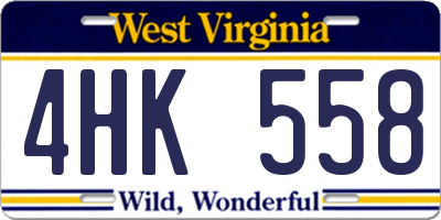 WV license plate 4HK558