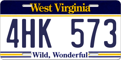 WV license plate 4HK573