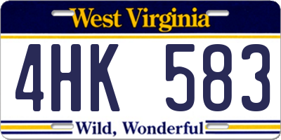 WV license plate 4HK583
