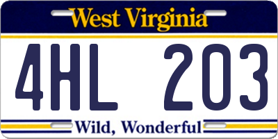 WV license plate 4HL203