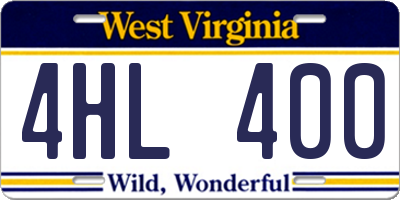 WV license plate 4HL400
