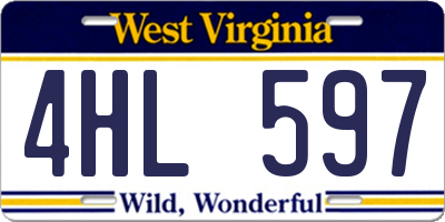 WV license plate 4HL597