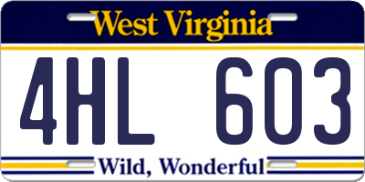 WV license plate 4HL603