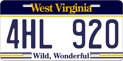 WV license plate 4HL920
