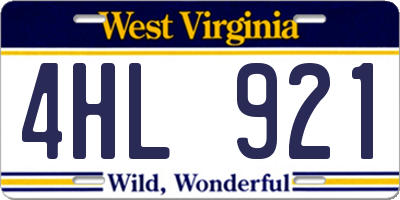 WV license plate 4HL921