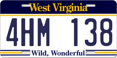 WV license plate 4HM138