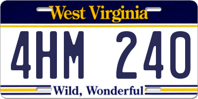 WV license plate 4HM240