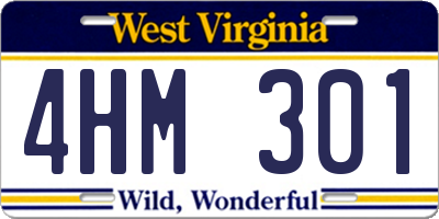 WV license plate 4HM301