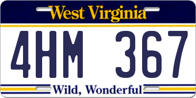 WV license plate 4HM367