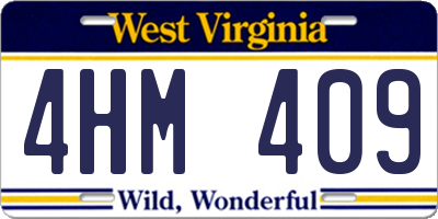 WV license plate 4HM409