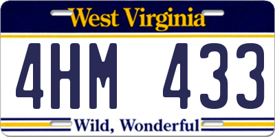 WV license plate 4HM433