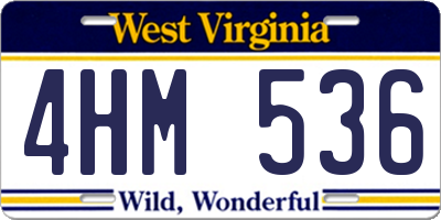WV license plate 4HM536