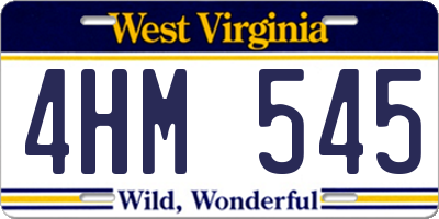 WV license plate 4HM545