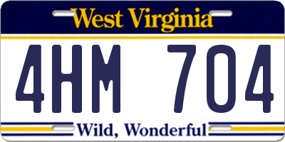 WV license plate 4HM704