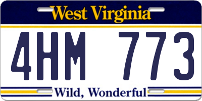 WV license plate 4HM773