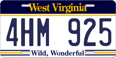 WV license plate 4HM925