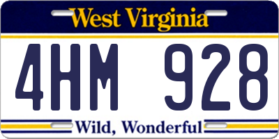 WV license plate 4HM928