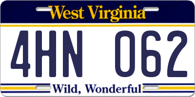 WV license plate 4HN062