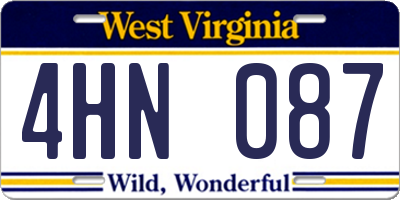WV license plate 4HN087
