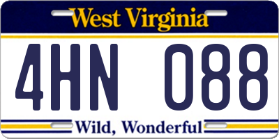 WV license plate 4HN088