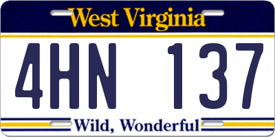 WV license plate 4HN137