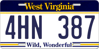 WV license plate 4HN387