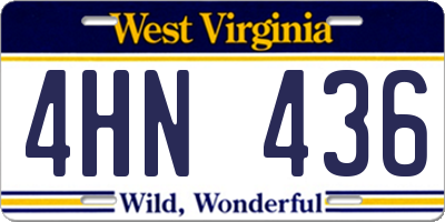 WV license plate 4HN436