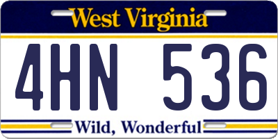 WV license plate 4HN536