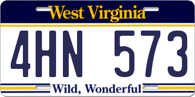 WV license plate 4HN573
