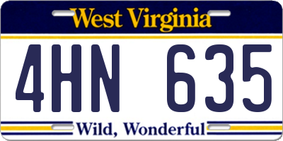 WV license plate 4HN635