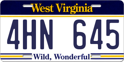 WV license plate 4HN645