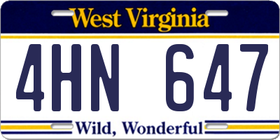 WV license plate 4HN647