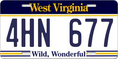 WV license plate 4HN677