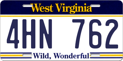 WV license plate 4HN762