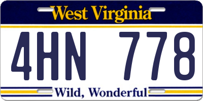 WV license plate 4HN778