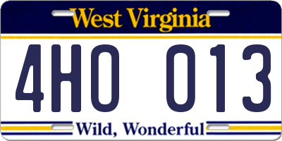 WV license plate 4HO013